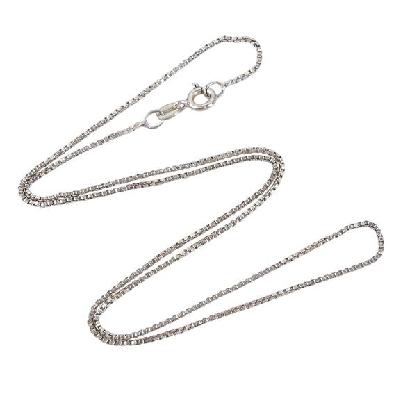 Vintage Sterling Silver 925 Italian Box Chain Necklace 17” - Picture 1 of 3